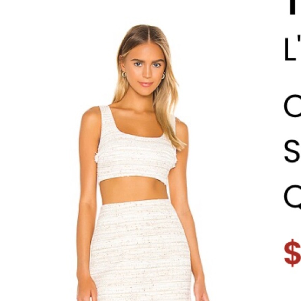 L’Academie The Risa Crop Top in White Multi